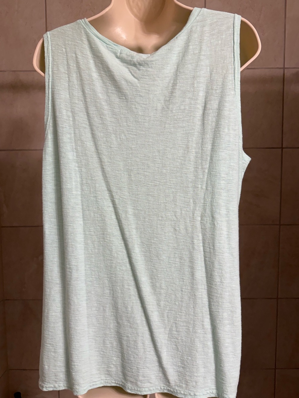 NWT Sea Glass Lane mint green V-neck sleeveless cotton/linen top, size Large - Picture 3 of 8